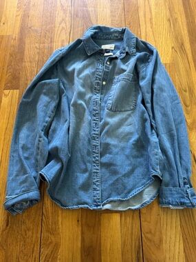 Universal Thread Blue Denim Shirt with Classic Fit Labels